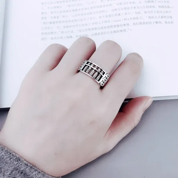 Cluster Ringe Chinesische Stil Ruyi Amass Fortune Abacus Ring Silberschilder Persönlichkeit Retro Finger Feng Shui Schmuck Geschenk