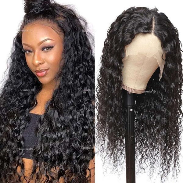 Gagaqueen 13x6 vorderer brasilianischer Wasserspitze Frontale Perücken 250 Dichte Curly Human Hair Perücke für Frauen vorgezogen