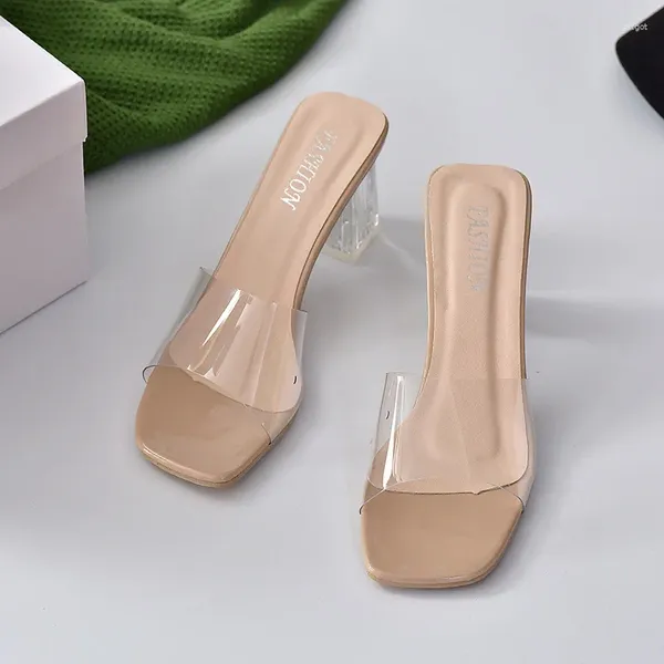 Sandali di pantofole PVC gelatina cristallina CRIDUle Scarpe femminili trasparenti Teli medi donne Slide Muli alla moda Muli