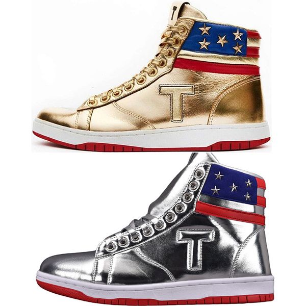 Com a caixa T Trump Sneakers Mens Basketball Casual Shoes The Never Surrender High-Tops Designer 1 TS Running Gold Silver Custom Men Outdoor Sneaker Sports Tenni Tenni