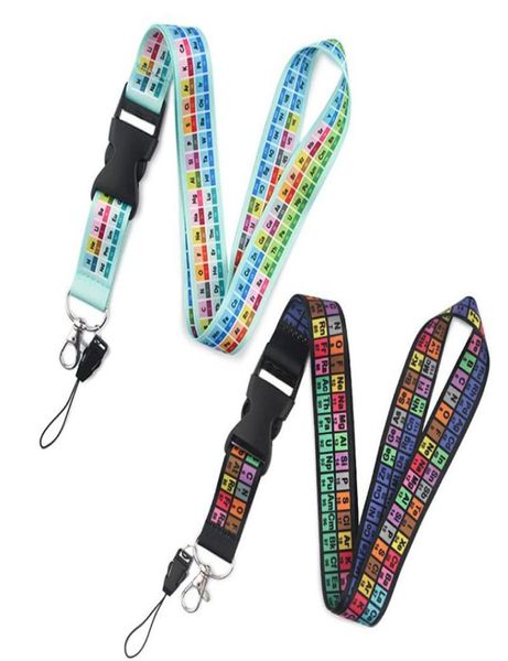 Keychains Chemie Periode Tabelle der Elemente Lanyards Schlüsselkette Bunte Druckhalsgurte Schlüsselbund Mobiltelefon Seillehrer Gif3101147