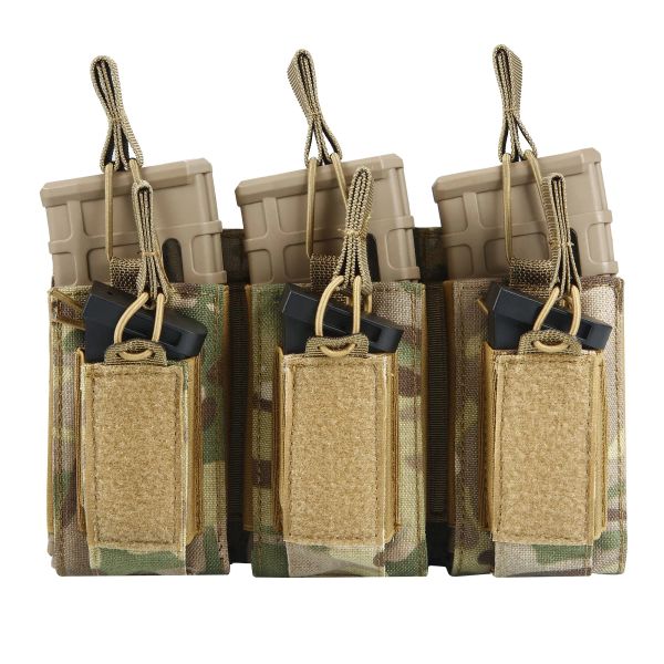 Sırt Çantaları Üçlü Mag Pouch Opentop Tüfek Mag Çöpleri ve Tabanca Magnal Molle Backpack Airsoft Askeri Dişli İçin