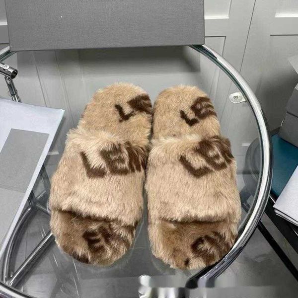 Slippers feminino Fluffy Slippers New Slippers Fashion Wear Home Flip-Flops com sandálias de boné confortável Luxo suave