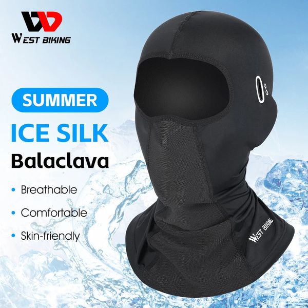 West Biking Summer Cool Balaclava Cappello Bastello traspirante per ciclismo Outdoor Sport Full Face Copertura Scarf Motorcycle Bike Helmet Liner 240416