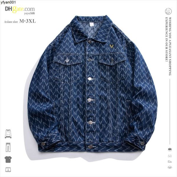 Herrendesigner Denimjacke modische Jeansjacke Jeans mit unregelmäßigen modischen Herrenjacke Hip-Hop Street-Jacke 7Vs.