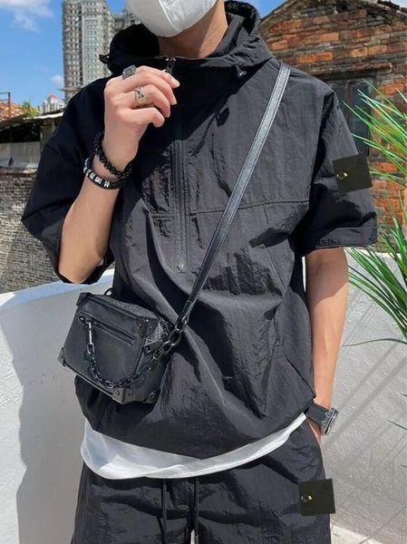 Designer Pocket Jacket Jacket Manga Shitge Men Jaqueta de Pedra Casual Jaqueta Casual Conjunto de Manga Curta Menina Camisa