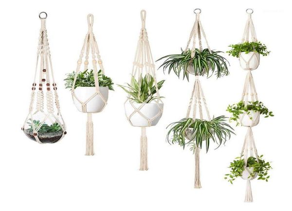 Macrame Plant gancer Set di 5 piantana a parete per interni Banket Pot piatto da fiori Boho Home Decor16507154