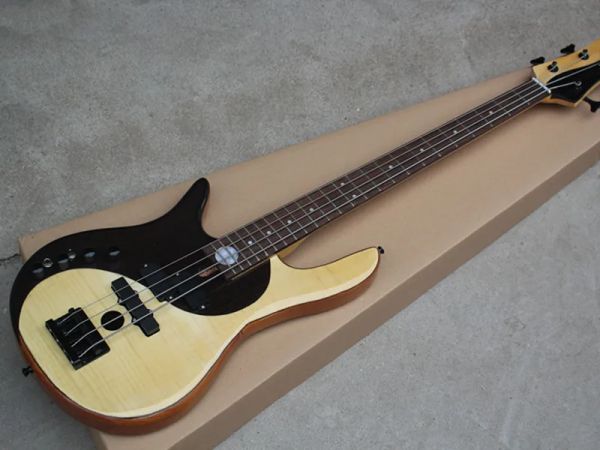 Cabos Leftiza 4 Strings Yinyang Electric Bass Guitar com braço de pau -rosa, hardware preto, forneça serviço personalizado