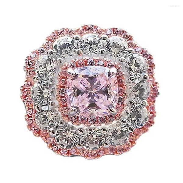 Küme Yüzük Mağazası Lüks 925 STERLING Gümüş Pembe Safir Yaratılan Moissanite Taş Düğün Kadınlar Güzel Takı Toptan