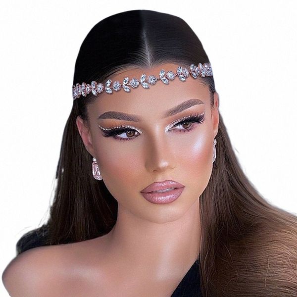 yolapan Hochzeitskopf Stück Brauthaar Akquireien glänzende Strass -Stirnbänder für Party Braut Tiara Stirn Kopfstück HP309 U1MR#