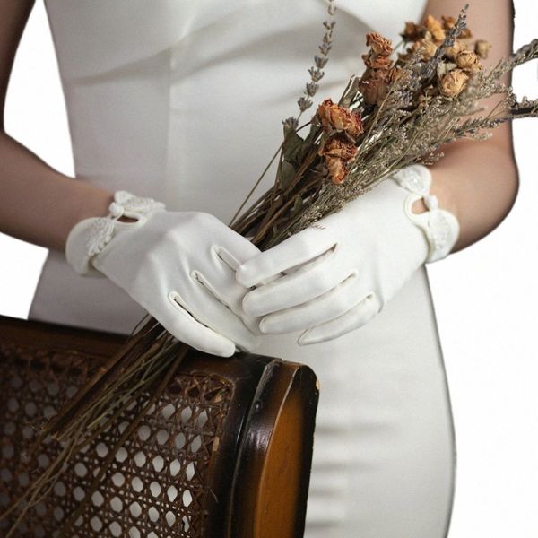 WG089 Eleganti guanti da sposa da sposa in raso Bianche Brides Bridesmaid Women Matrimonio Gugge da ballo B6B9#