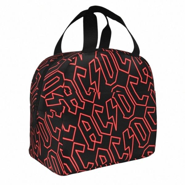 AC DC Rock Music Isolierte Lunchbeutel mit hoher Kapazität wiederverwendbarer Wärmeleitbeutel Tasche Lunchbox School Travel Food Bag Q9KM#