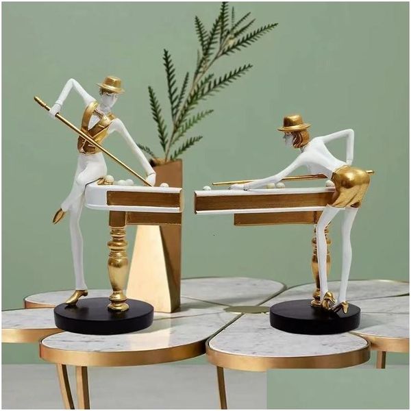 Decorações de jardim Billiard resina ornamento decoração de casa artesanato artesanato da mesa de figuras estante de decoração scpture acessório dhi0v