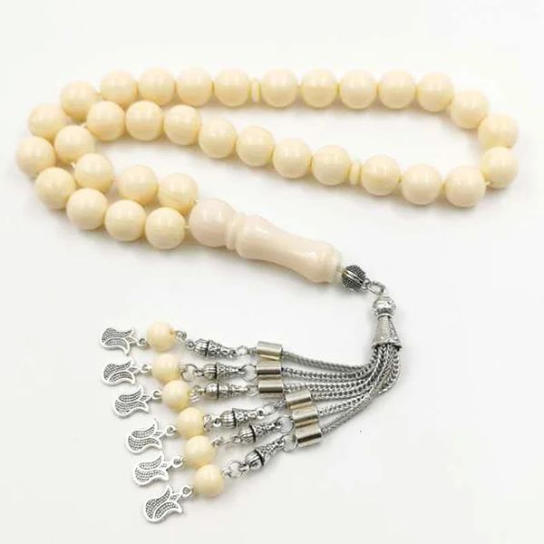 IMITAÇÃO IFFERORES TASBIH RESINA BEIGE MISBAHA 33BEADS Bracelete muçulmana Islâmico Eid Acessórios árabes Jóias de moda de peru 240412