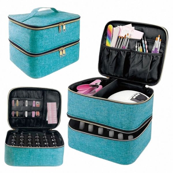 Nagellackorganisator Handheld Double Layer Cosmeticorganizer Einkaufstasche für Mädchen und Frauen Nagelkunst, Essentialoil, Kosmetik -Set G4J5#