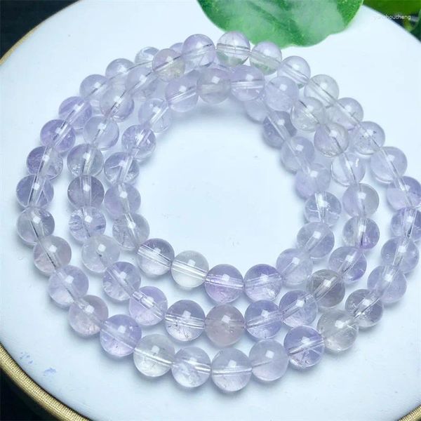 Pulseiras de link 6mm de lavanda natural de lavanda Triple círculo de círculo liso reiki reiki cura jóia energia cristal férias presente