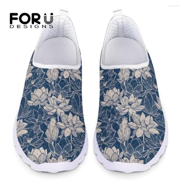 Casual Schuhe FOUDESIGNS Mode -Blumenstil Frauen -Sneaker Blumenlotus Druckflats Damen Daily Lazy for Teenagers Girls 2024