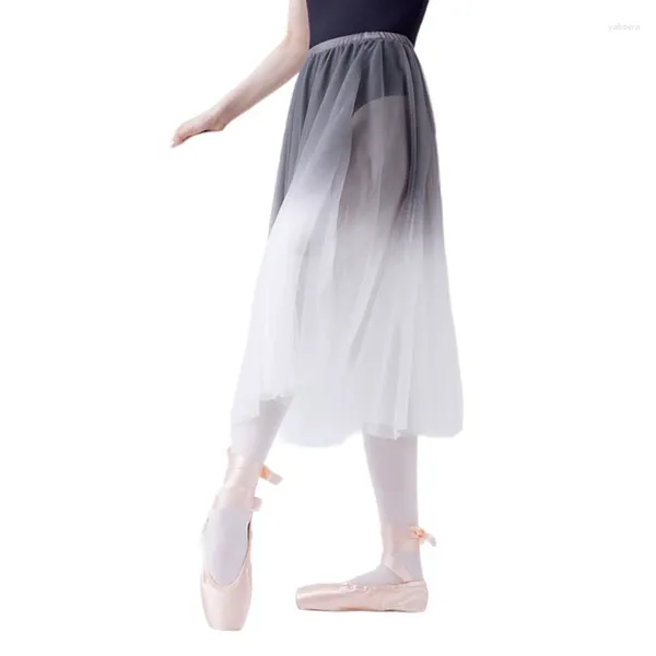 Röcke Ballettrock Sheer Meshes Wrap Pull auf elastische Taillen -Tanzkleidung für Frauen