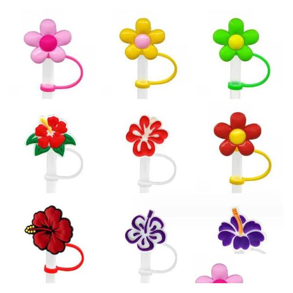 Trinken Strohhalme Blumen Styles Sts Topper ER-Kappen Colorfs Pvc St Schutzscheide Staubstopfen für 7-8 mm Getränkreizanlagen Drop Lieferung Home OTXB4