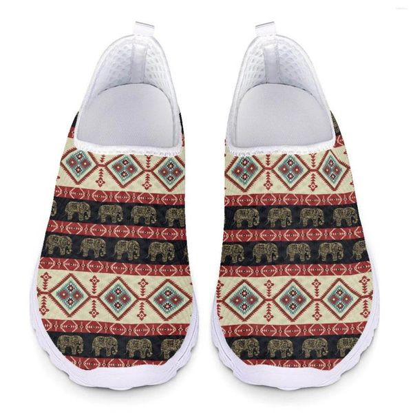 Lässige Schuhe Tribal Elefant Print Woman Slaafers Frauen Sneakers auf Wohnungen Mesh atmungsaktiven Damen Sommer Beach