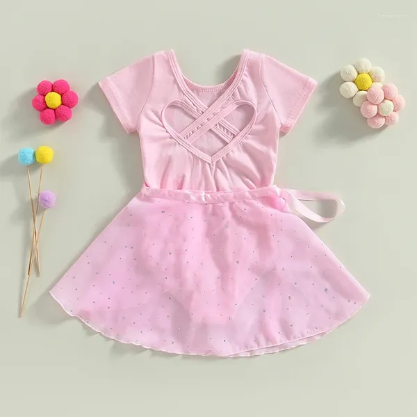 Set di abbigliamento Winkinlin bambina da ballo da ballo vestito per bambini traspirante rotonda principessa da danza da danza con gonna rimovibile