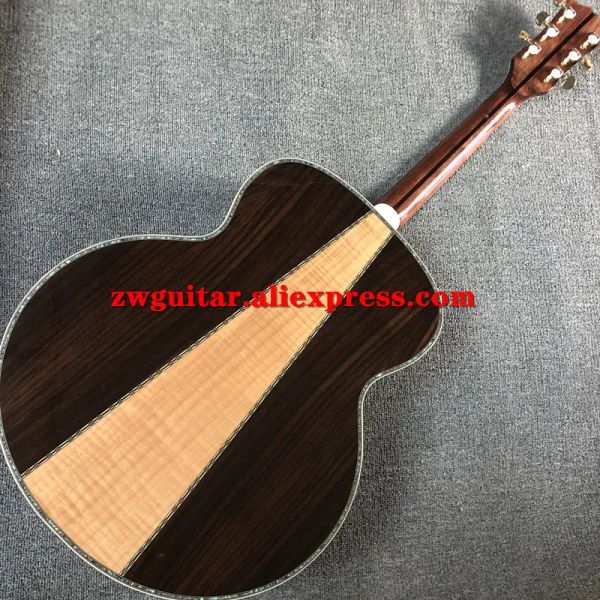 Guitarra personalizável de 42 polegadas Jumbo corporal violão, tampo de abeto sólido, braço de ébano, guitarra elétrica de alta qualidade Guitarra