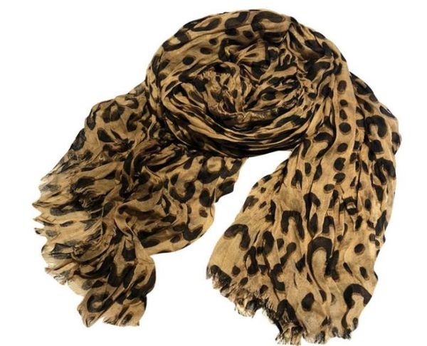 Luxuryautumn Inverno Novo leopardo com as rugas casuais ladras selvagens lenço de impressão clássica Lenço de amora de algodão Big Size 2005596556