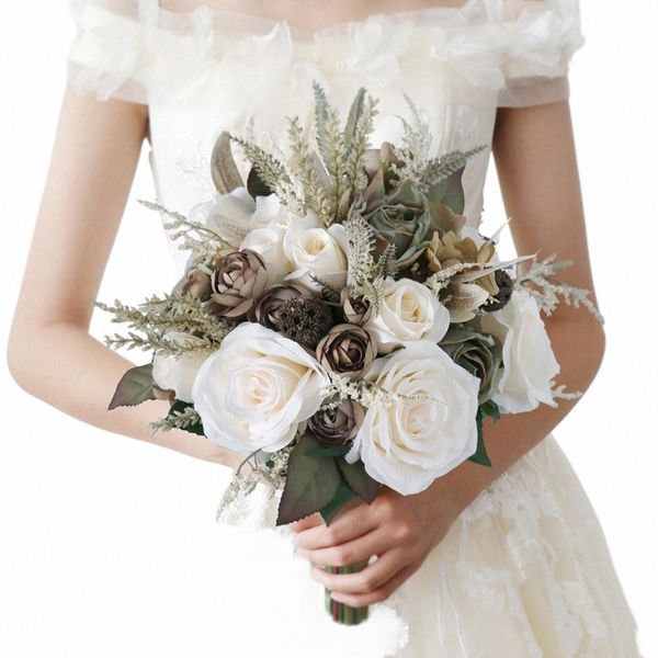 künstliche Seide FRS Hochzeit Braut Bouquet Photo Requisiten Braut Hände Halten Bouquet für Home Hochzeit Weihnachtsdekoration Schlafzimmer V8MP#