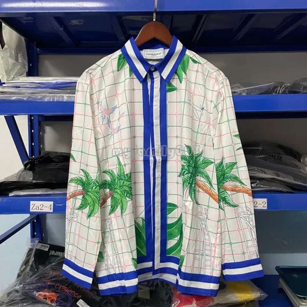 Camicie casual maschili da uomo di moda e popolare da uomo da uomo a maniche lunghe di oversize da donna con colori contrastanti per la stampa 3875 Casablancas Shirt 90