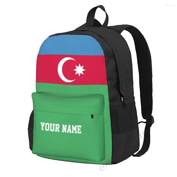 Backpack benutzerdefinierte Name Aserbaidschan Flag Polyester für Männer Frauen Reisen Tasche Freizeitstudenten Wandercamping