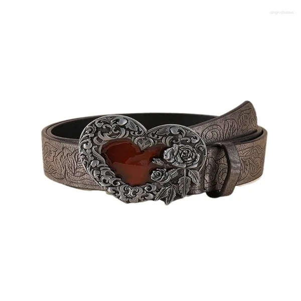 Пояс гравированные цветочные пояса ковбой Emed Western Vintage Heart Buckle