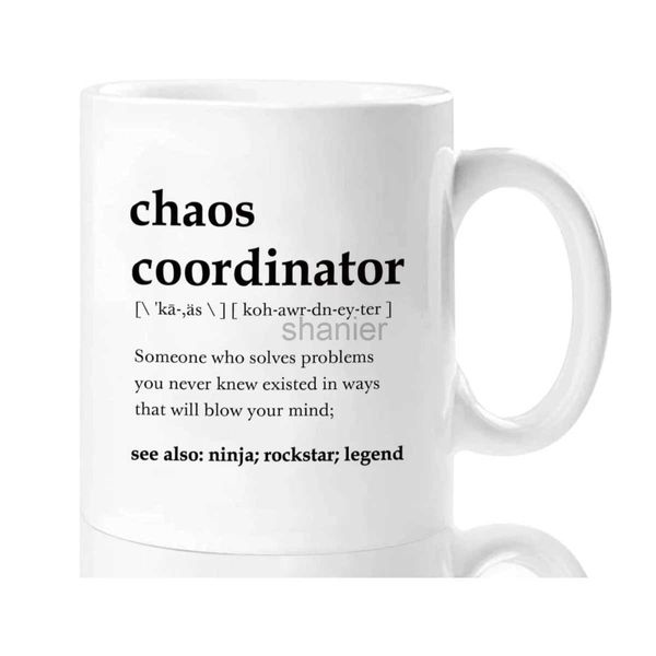 Tassen Chaos Koordinator Becher für Frauen Männer Chef Kollegen Geburtstag Weihnachtsgeschenke Neuheit Kaffee Keramik Tassen Weiß 11 Unzen 240417