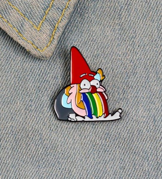 Spille a smalto cartone animato nano spille per le donne cappello rosso badge arcobaleno anime grazioso vestito a spillo per capelli giunti per il 4840078