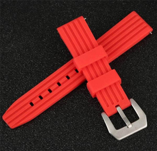 Schwarz Rotblau Orange Gummi -Uhren Band 20 22 24 mm Diver Silikongurt Armband mit Schnellfreisetzungsstangen Ersatz Bangle5543534