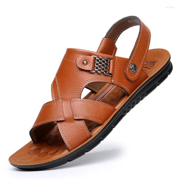 Hausschuhe Großgröße Cowide Herren Sandalen Mode lässige dicke Soled Wating Sport Foot Cover Strandschuhe