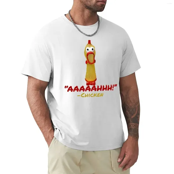 Мужская половая футболка с кричащей резиновой курицей