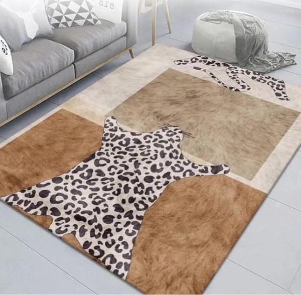 Teppiche europäischer dicker Teppich gelbbrauner schwarzer Leopardenmuster Wohnzimmer Schlafzimmer Bettboden Floor Teppich Moderne Sofa Tierstil Matte