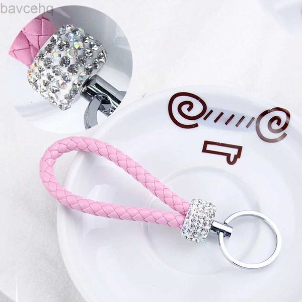 Keychains Bedanyards Moda PU couro tecido teclado Glitter Glitter Rhinestones Keyring de corda para homens Holder de carros Charms Acessórios Presentes D240417