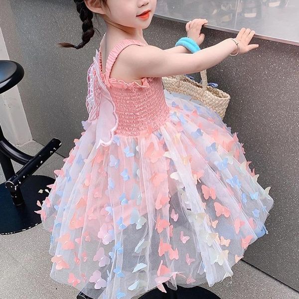 Mädchenkleider Baby Blumendruck ärmellose Kleid mit Bogenknoten und gekräuselten Saum - perfekt für Sommerfeiern besondere Anlässe