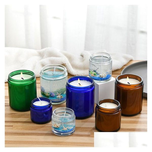 Упаковочная банка оптом 4 унции 5 унций Amber Glass Candle Jars Arting Constraint Containers с канику