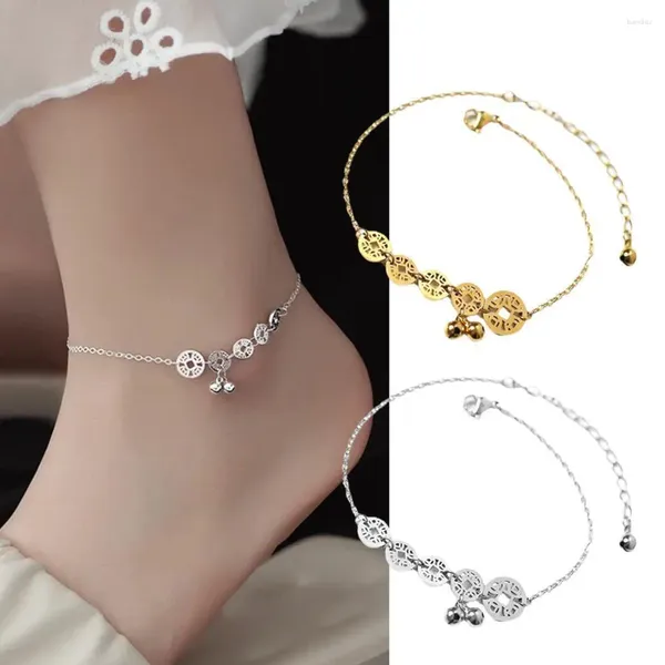 Hamserler Paslanmaz Çelik Vintage Boncuklu Bakır Para Zinciri Anklet Bayanlar Moda Trendi Yüksek Takı Plajı Aksesuarları Kadın