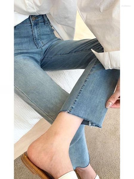 Jeans femminile-gamba dritta 2024 pantaloni per gamba dritta carico per donne fidanzate slouchy star a vita alta y2k