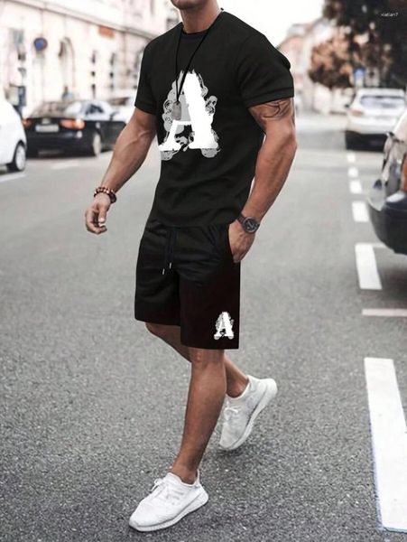 Herren Tracksuits Plus Size Tracksuit Sporty Style Printd T-Shirts Männer T-Shirt Shorts Anzug