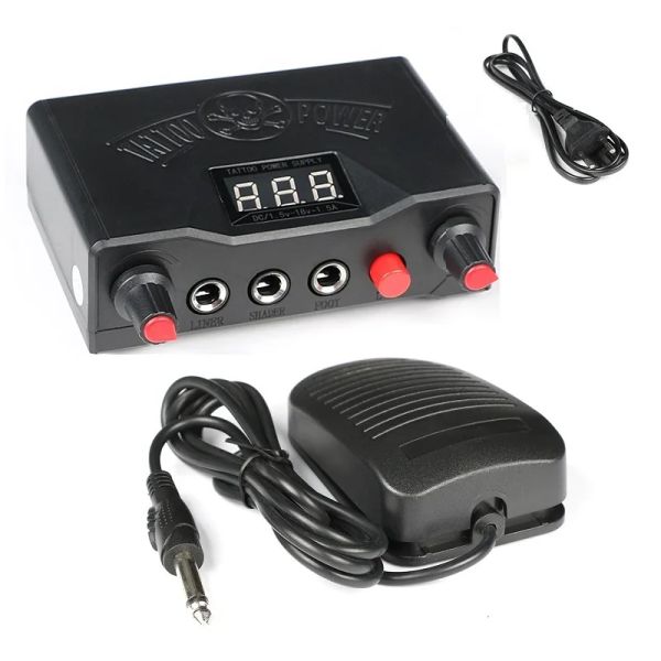 Supplies Tattoo Power Kit Digital LCD Modo Dual Power Pedal Pedal Clipe Cabo para Bobina de Tatuagem de Bobina Rotar