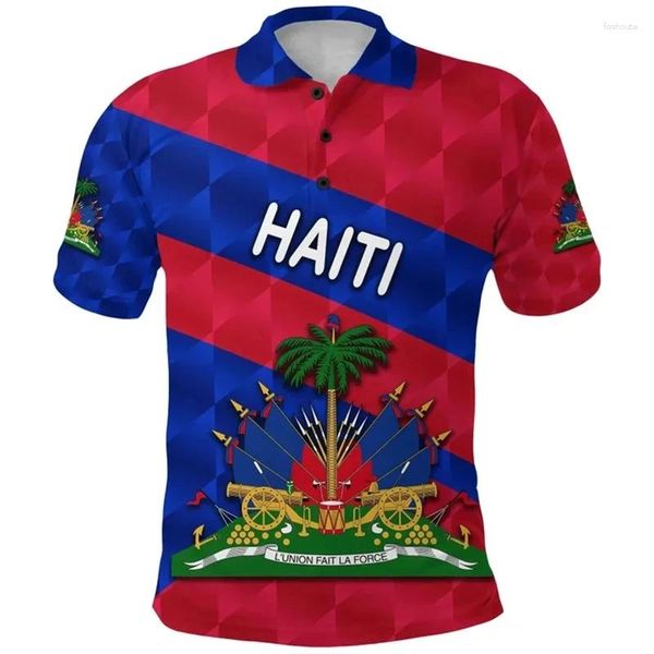 Мужская мода мода Haiti Flag Polo Рубашка для мужчин летние 3D -печатные футболки для футболок повседневной улицы с короткими рукава