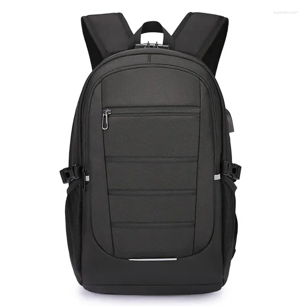 Rucksack Mehrfachpocket Oxford-Stoff USB wiederaufladbares Passwort Sperre Anti-Diebstahl Business Travel Computer Bag Herren