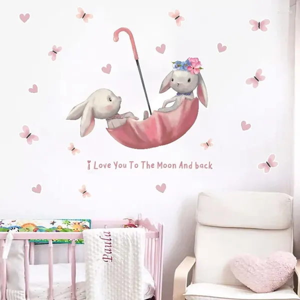 Adesivi da parete cartone animato farfalla ombrello per bambini decorazioni decorazioni per bambini interni