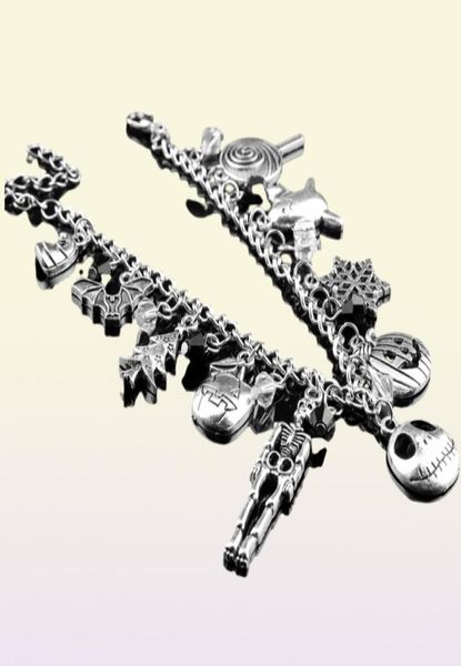 Gioielli Link a catenadongsheng The Nightmare Before Christmas Charm Bracciale Halloween Jack Skellington Sally Snowflakes Skull Pumpki8399283