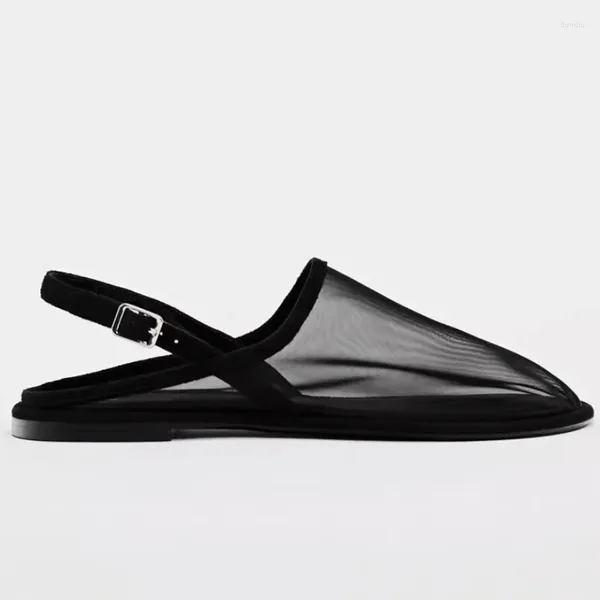 Sandali Mesh piatto Mule scarpe da donna designer di lusso Slingback traspirante in cima alla pantofola