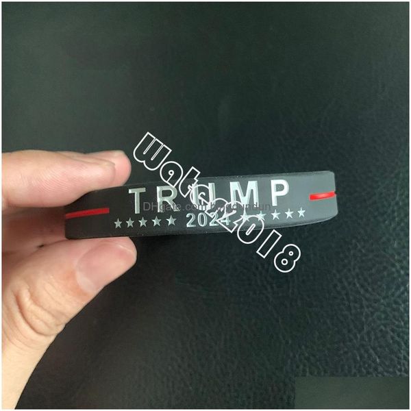 Party Favor Trump 2024 Sile Bracelet Black Blue Red Pulseira Salvar America novamente 6 Estilo Drop Drop Home Garden Festive Supplies Ev Dhzg1